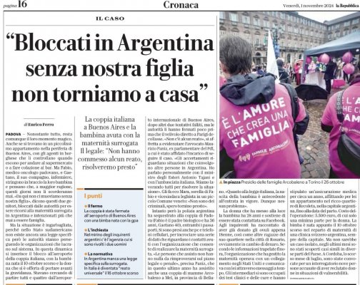 Bene, siamo al punto: una neonata strappata alla madre povera con la forza del denaro può essere considerata figlia di una coppia di uomini?